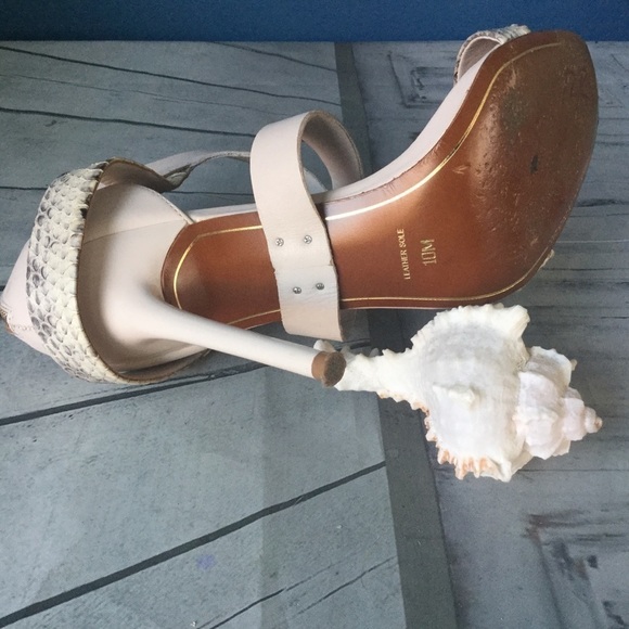 Charles Jourdan Snake Skin Print Sandal Heels - Picture 7 of 7